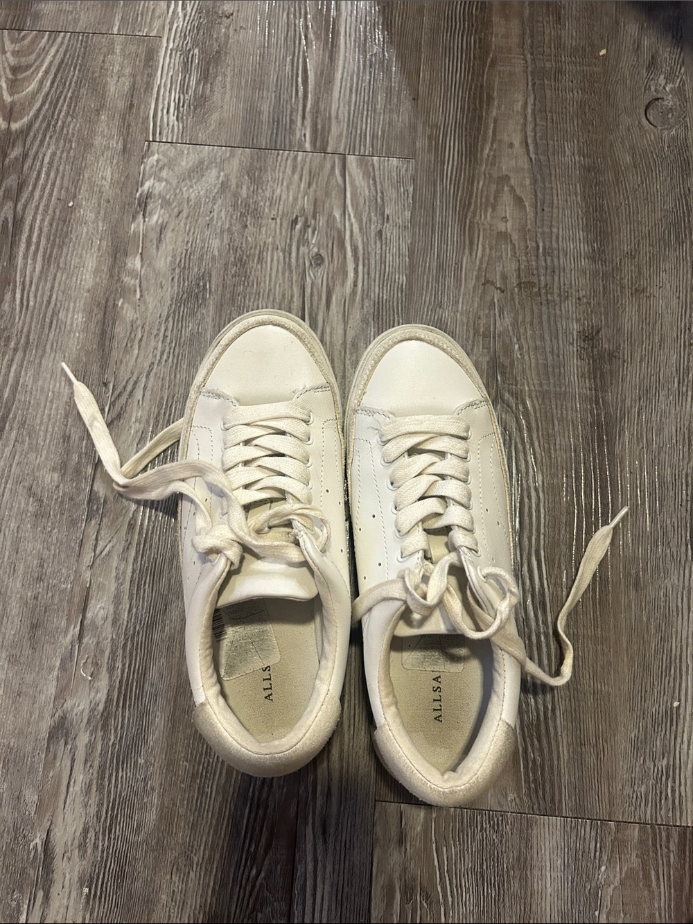 All Saints Off-White Leather Low-Top Sneakers